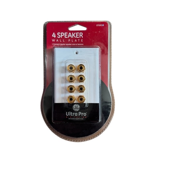 GE 8 Binding Post 4 Speaker Wall Plate - 87690 Ultra Pro Digital  HD NEW - Picture 1 of 2